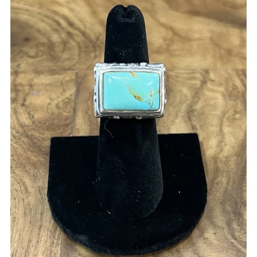 Ornate Filigree BARSE Sterling Silver 925 Turquoise Ring Sz 6.5 - Picture 2 of 11